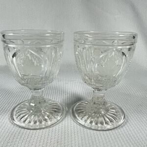 EAPG Magnet and Grape with Frosted Leaf Flint Glass Goblet 1860’s